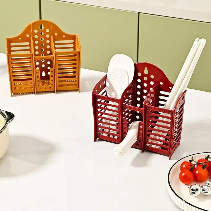 Wall mounted chopstick holder, kitchen, household use, 3-grid chopstick cage, drain storage rack, chopstick basket, chopstick cage