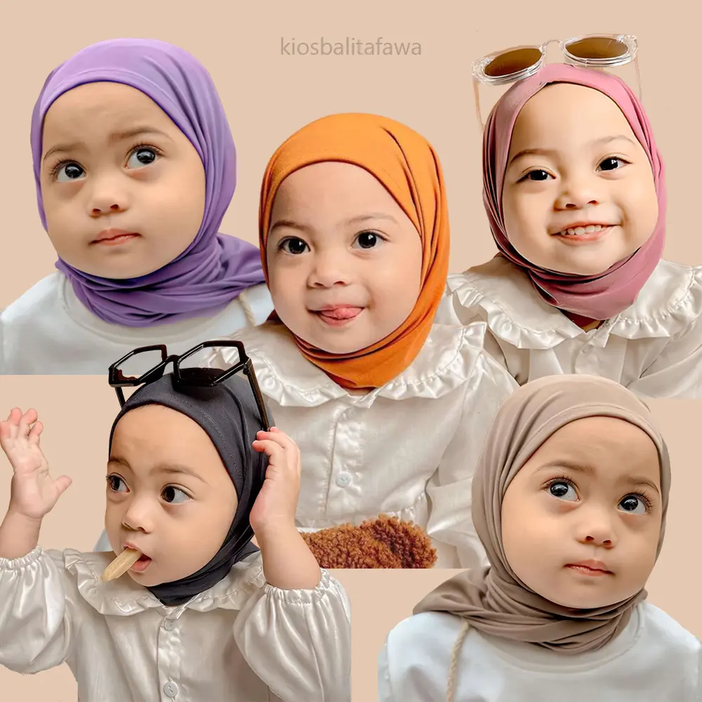 Pashmina Instant Baby 0-5 Tahun / Jilbab Anak Perempuan Bahan Jersy Stretch Banyak Warna Hijab Bayi Polos kiosbalitafawa