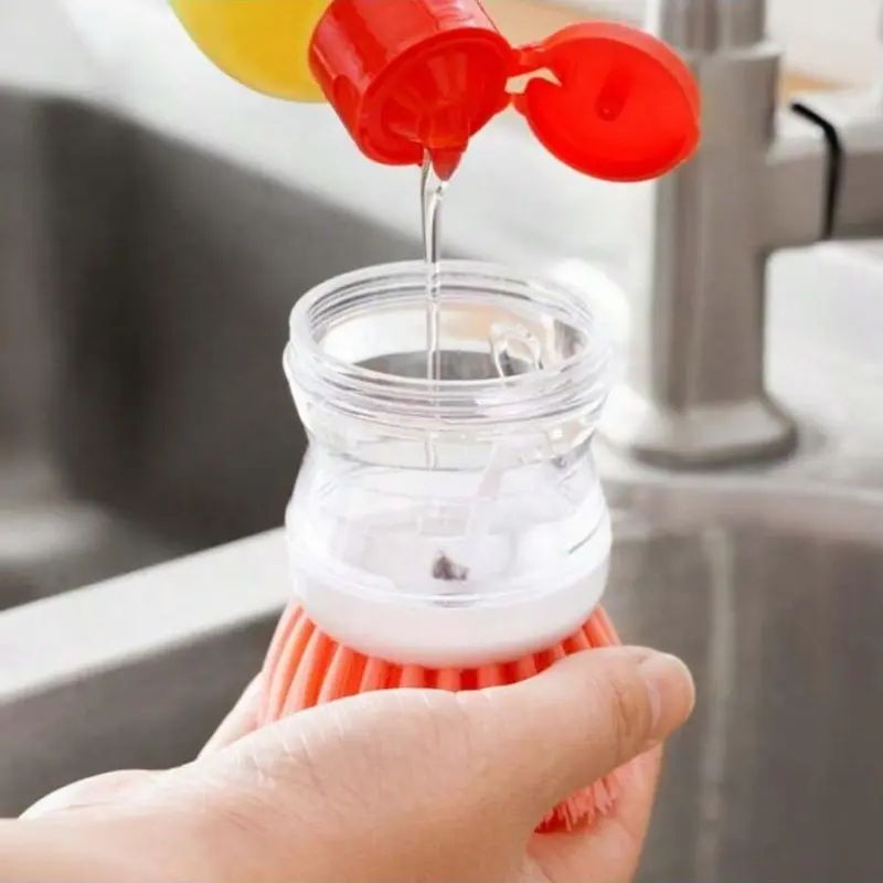 Press Type Automatic Liquid Dispenser Cleaning Brush, Multifunctional Dish Brush, Kitchen Cleaning Tool 7