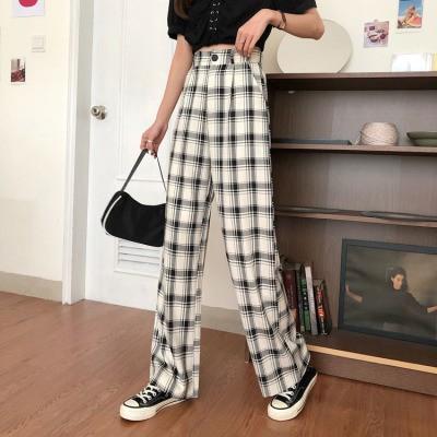 Product Introduction of Celana Tartan Wanita Panjang Kulot Kotak-Kotak Casual Kancing Depan 1099 1