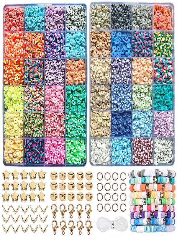Summer 2024 Clay Beads As Kids Stocking Fillers, Simple Diy Jewelry Making Kit for Bracelet Necklace Making, Diy Fashion Kawaii Jewellery Accessories Kit for Developing Your Kids Skills, Vintage Jewelry Jewelry Set for Women 4
