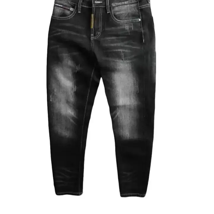 (JD 19-12) Quần Jean Nam Cao Cấp Màu Đen Xám Wash Bạc Phối Kiểu Sướt Nhẹ Màu Thời Trang Jean Co Dãn 4 Chiều Menswear Có Túi Pants 0