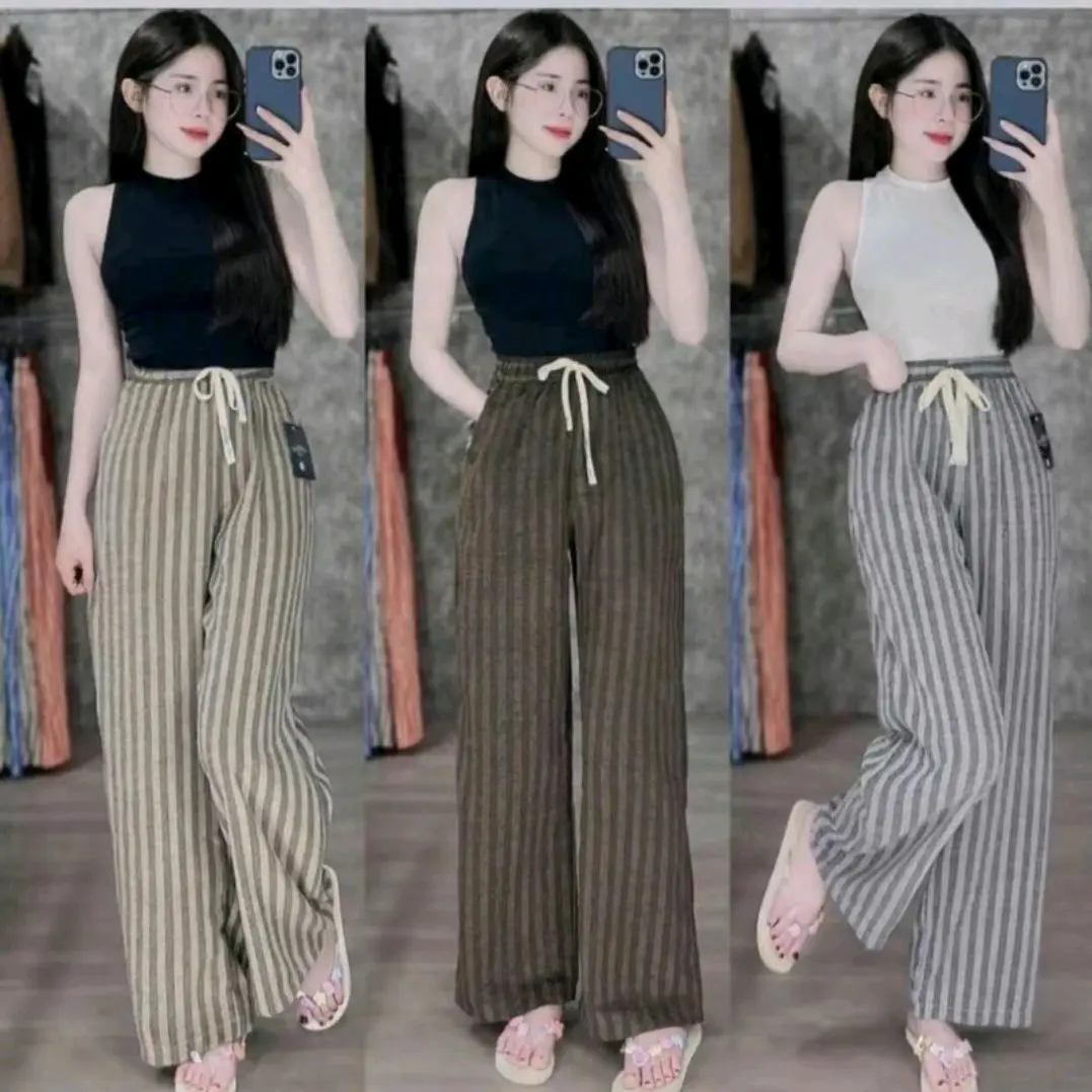BigSiZe đến 70kg Quần xuông dạ kẻ chất dạ hàn đẹp! Nữ Women tim