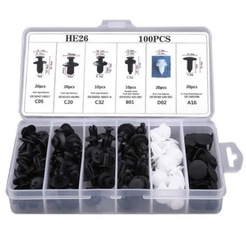 【100PCS】Baut Rivet Mobil/Universal Klip Bumper Baut Body Plastik Mobil Kancing Probolt Clip Motor Serbaguna Car