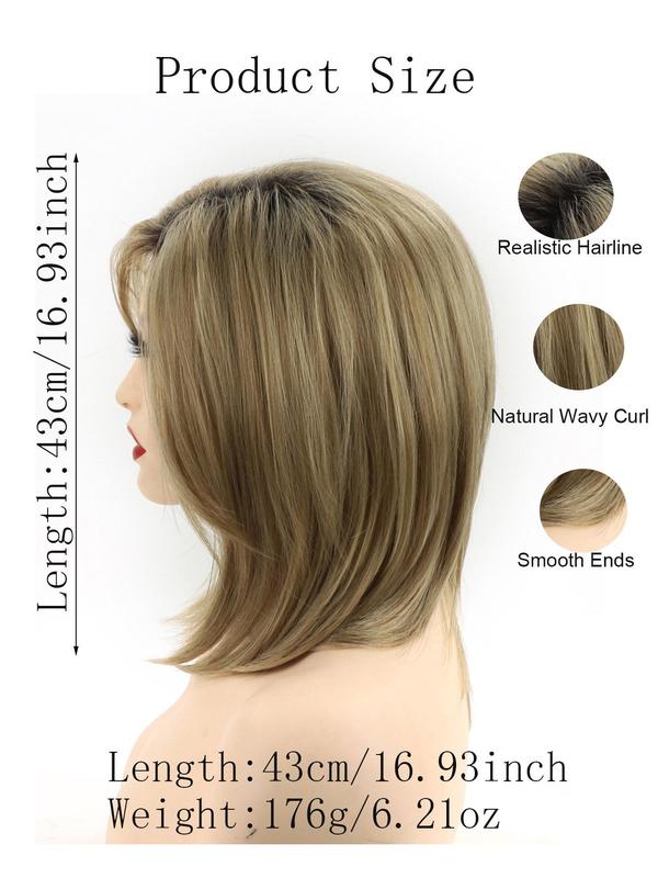 Fashionable Plain Color Straight Bob Wigs for Women, Gorgeous Fluffy Wigs with Side-Swept Bangs, Synthetic Full Machine Wigs for Party, Daily Use 1