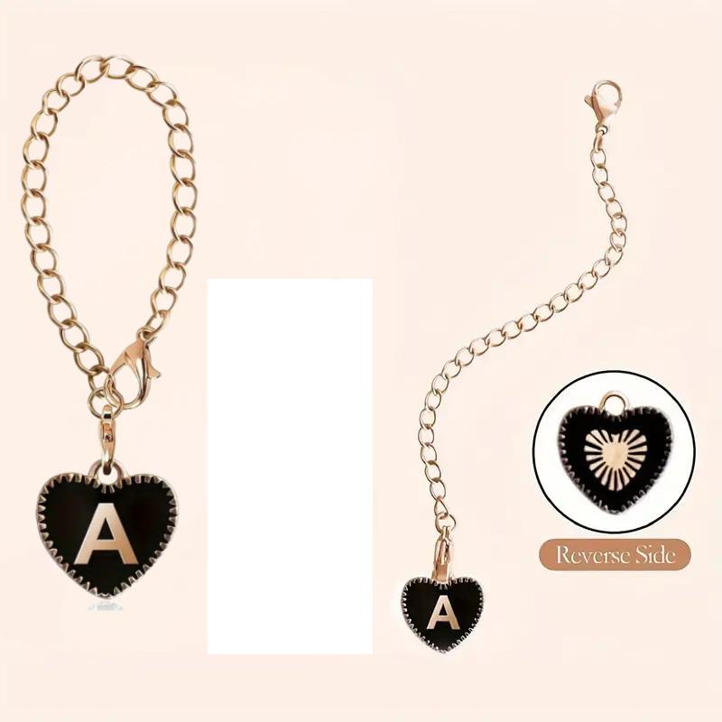 Shape Of Heart Letter Pattern Tumbler Charm, 1 Count Initial Letter Name ID Tag, Personalized Handle Charm for Tumbler, Straw Cups Drinkware Accessories 5