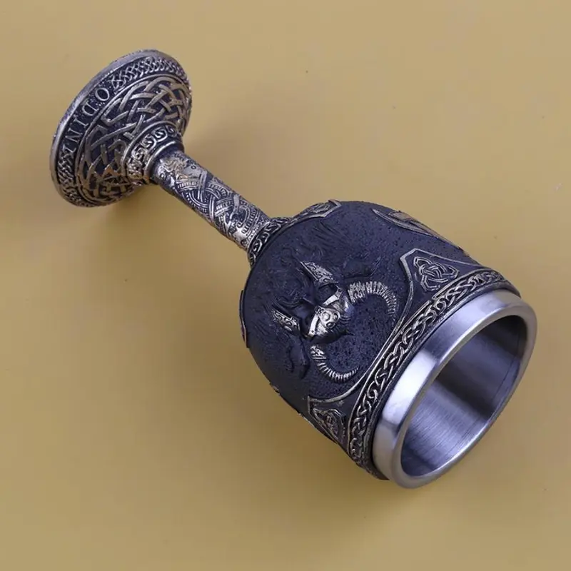 Vintage Viking Cup, 1 Count Stainless Steel Resin Cup, Creative Drinking Cup for Home Office Use, Gift for Men, Party Supplies 4