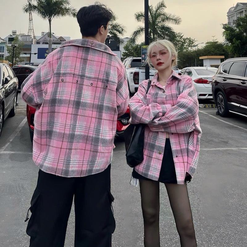 NQ30 - Áo Khoác Sơ Mi Dạ Cotton Flannel NQ30 Có Nón Và Không Nón Tay Dài Caro Form Rộng Nam Nữ Unisex