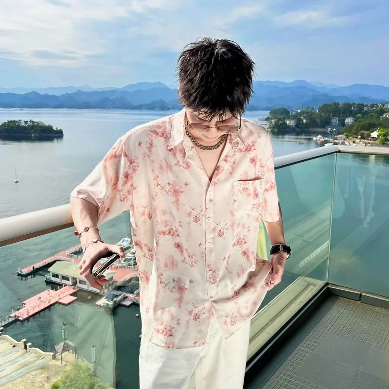 Áo Sơ Mi Hoa, Xu Hướng Thời Trang Mùa Hè Cho Nam, Phong Cách Tie-Dye, Thiết Kế Độc Đáo Ngầu Và Lười Biếng, Áo Sơ Mi Đi Kỳ Nghỉ Hawaii, Tay Áo Năm Phần Tư, 2024