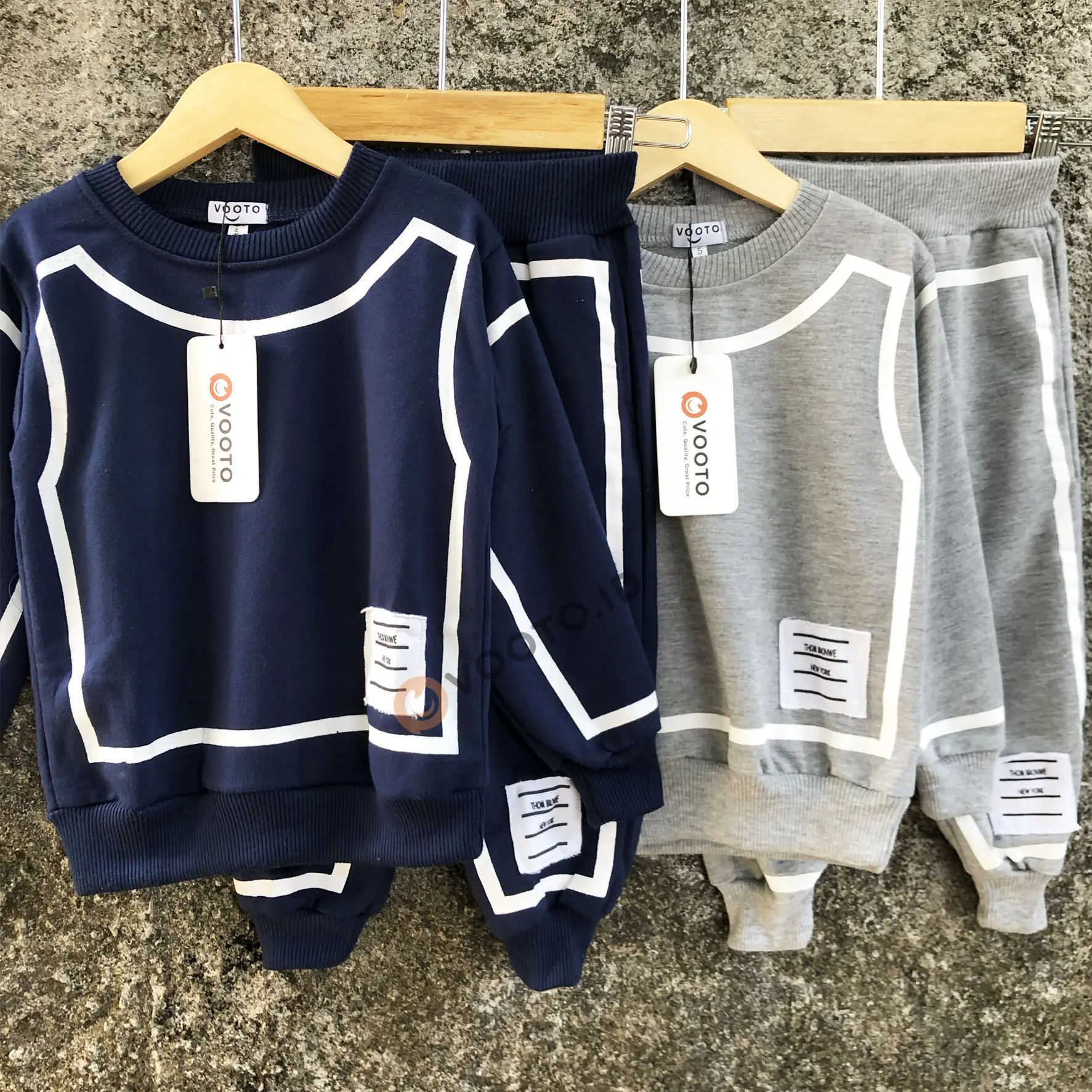 VOOTO KIDS - Set Sweater Anak dan Jogger Anak dan Bayi Laki-Laki Perempuan Usia 1-7 Tahun Bahan Babyterry