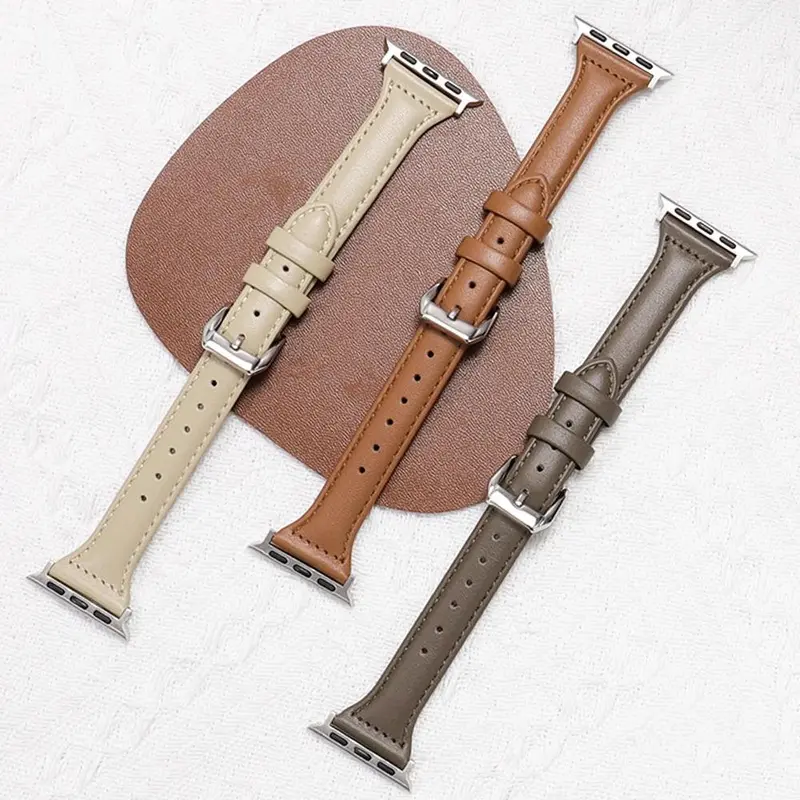 Fashionable Ultra-thin PU Leather Watch Band, 1 Count Replacement Watch Band Compatible with Apple Watch Series 9/8/7/6/5/4/SE Ultra, Smart Watch Accessories, Leather Watch Strap, Wearable 2