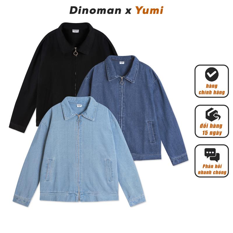  Áo Khoác Jeans Dinoman & Yumi Cổ Bẻ Chất Liệu Vải Jeans Cao Cấp Phong Cánh Trẻ Trung Năng Động AK05 