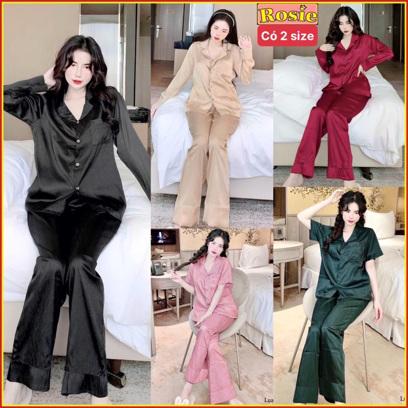 [ Có 2 size ] Bộ đồ ngủ pijama nữ Lụa xước nhiều màu cực xinh Women Trơn lụa