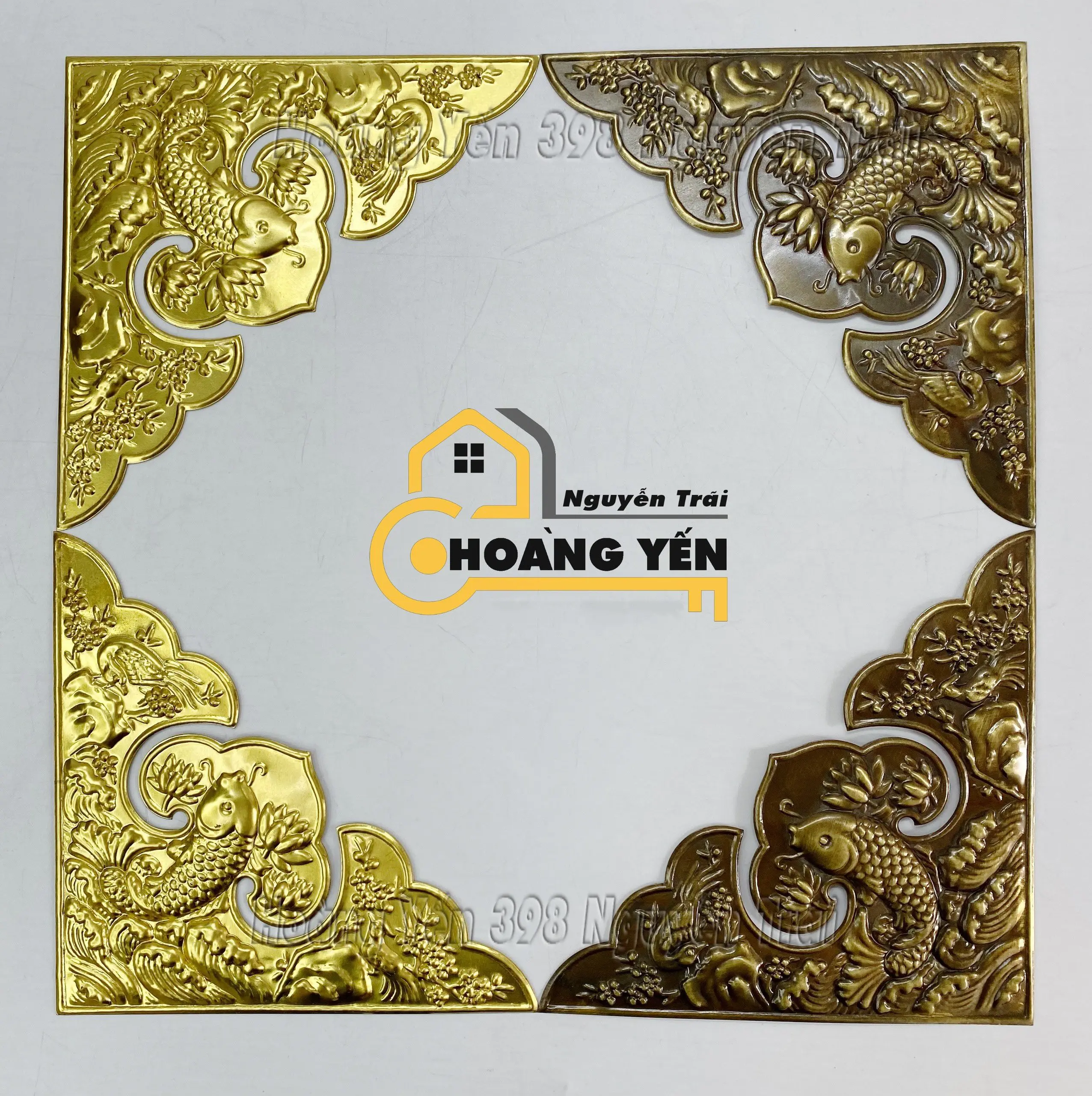 Ke Góc Đồng Cửa Nhôm, Bịt Góc Cửa Nhôm Kính XingFa, Góc Hoạ Tiết Cá Chép Bằng Đồng