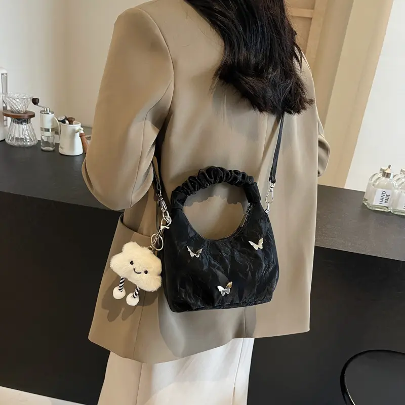Túi cầm tay quai xách đeo chéo quai nhúm da nhung tặng charm mây dễ thương tiểu thư Hiếu Túi Store 587 Bag Nữ Chữ Nhật 1