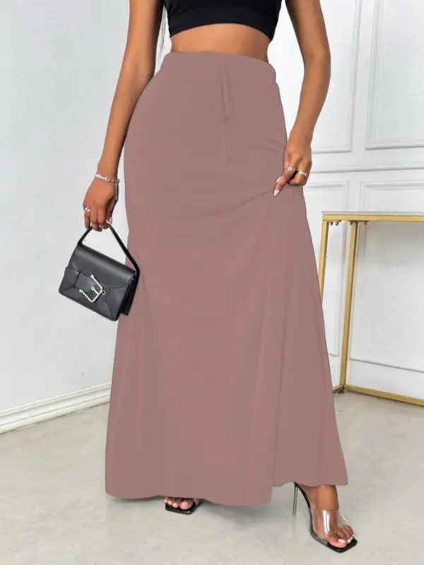 Women's Plain Tie Long Skirt, Elegant Fashion Casual High Waist Skirt for Daily Outdoor Wear, Ladies Bottoms for All Seasons 0