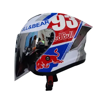 JS ARMOR Helm Half Face Motif 93 REDBULL Singel Visor Orinial SNI Motorcycle Helmet Kaca