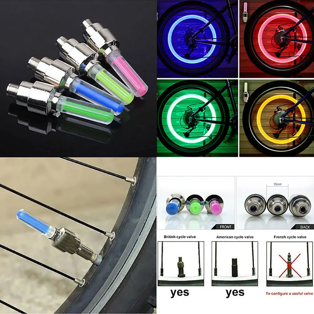 DE 1Pcs Neon LED Flash Light Lamp Bike Car Tire Tyre Wheel Valve Sealing Caps #272208