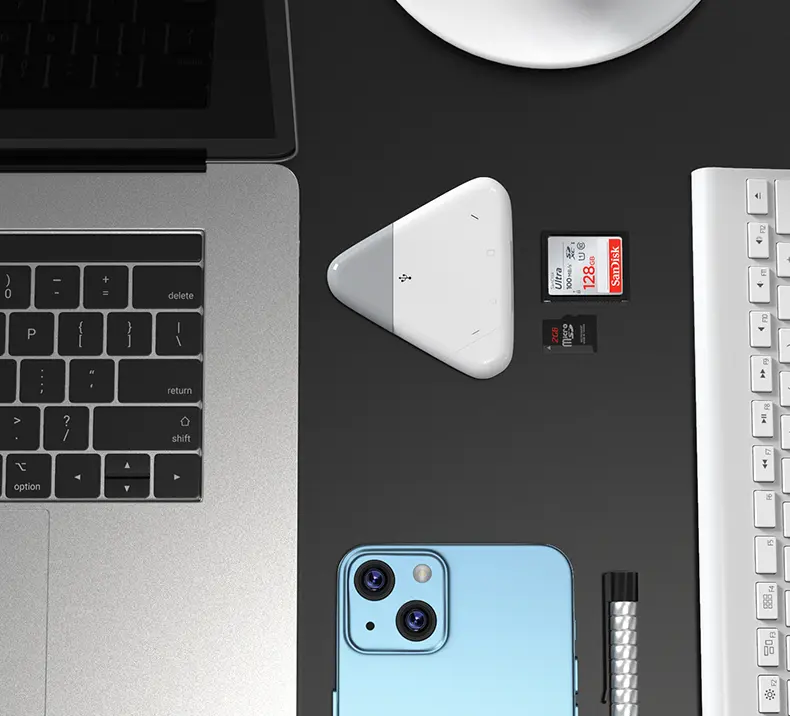 Đầu đọc thẻ nhớ SD, TF ( Micro SD) đa năng 3in1 Type C, Lightning, USB dùng cho iPhone, iPad, Macbook, điện thoại, PC, Laptop 3