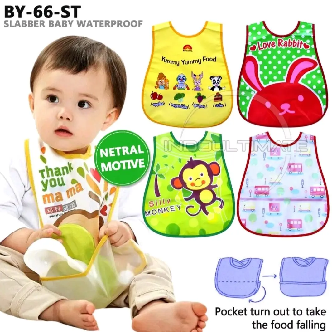 SLABBER PLASTIK BIG BIB WATERPROOF CELEMEK BAYI APRON MATERIAL LEMBUT Bayi Baru lahir Balita Cewek Cowok