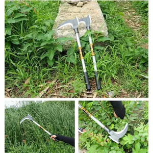 Alat Sabit Kapak Pemangkas Pisau Babatan Rumput Ganda 2in1 Bahan Baja Pemotong Ranting Pohon Rumput Arit Padi Pembelah Bambu