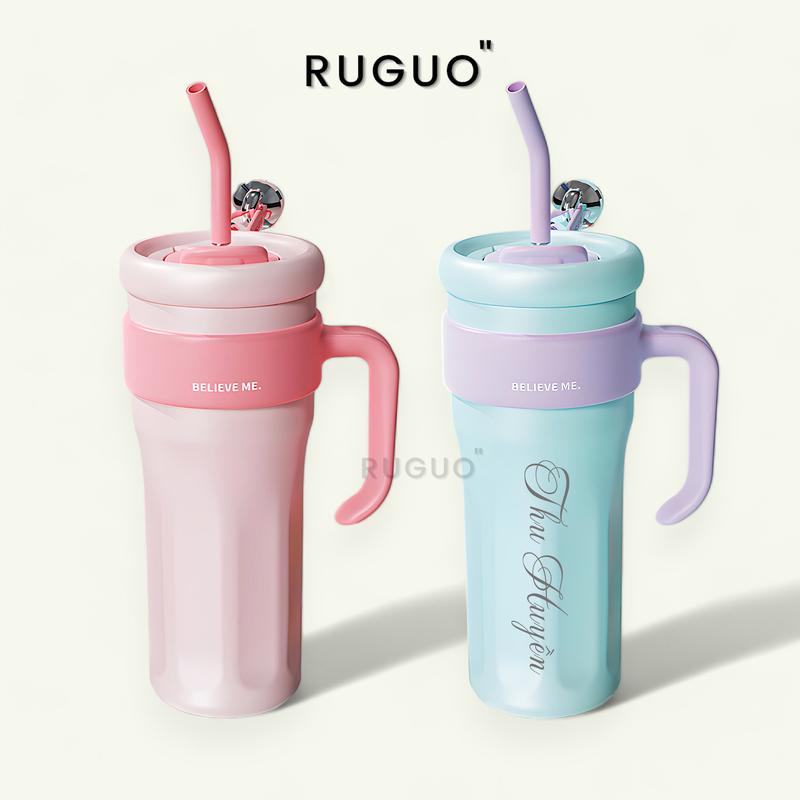 Bình Giữ Nhiệt Khắc Tên BELIEVE ME CÓ QUAI 1250ml Inox 316 Có Ống Hút