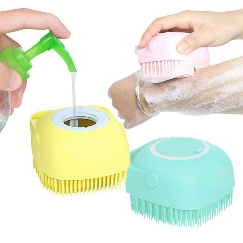 Soap Dispenser Brush for Shower (1 Count), Cleaning Products Mini Random Color Refillable Liquid Bath Brush, Hygiene Products, Everything Shower Products, Body Scrubber, Sweets Gifts for Men 1