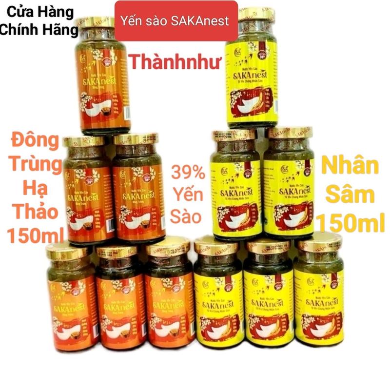 combo 10 lọ yến chưng 2 vị Đông Trùng Hạ Thảo + Nhân Sâm sakanest 150ml - 39% yến tươi dành cho người lớn ( không có cái hộp ) 1