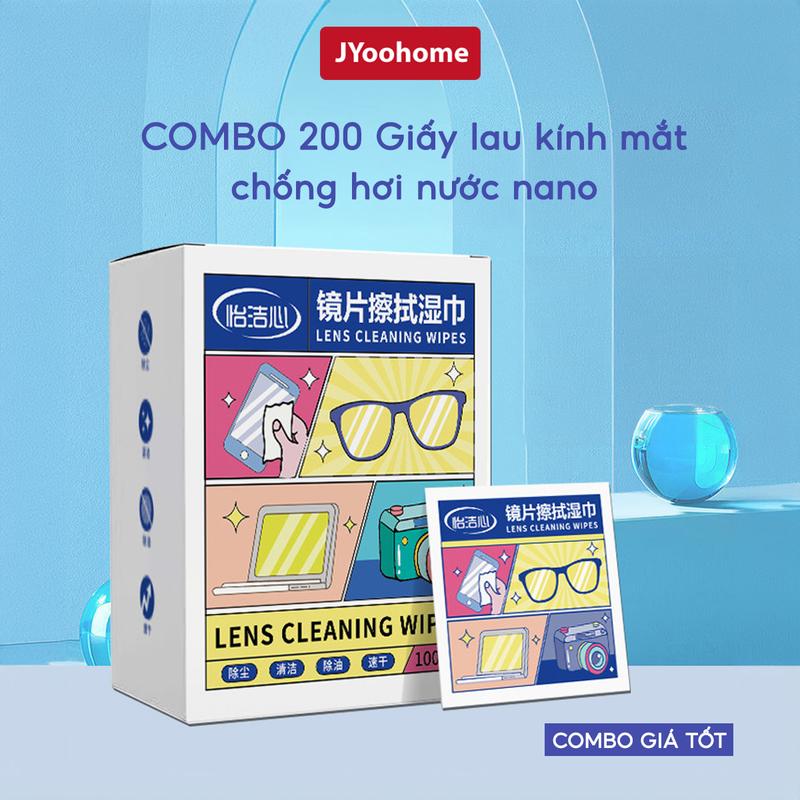COMBO 200 Khăn Lau Kính Nano JYoohome Chống Bám Hơi Nước Giấy Lau Kính Làm Sạch Bụi Bẩn, Khử Khuẩn, Chống Nhờn Trên Mặt Kínk khan lau Giày
