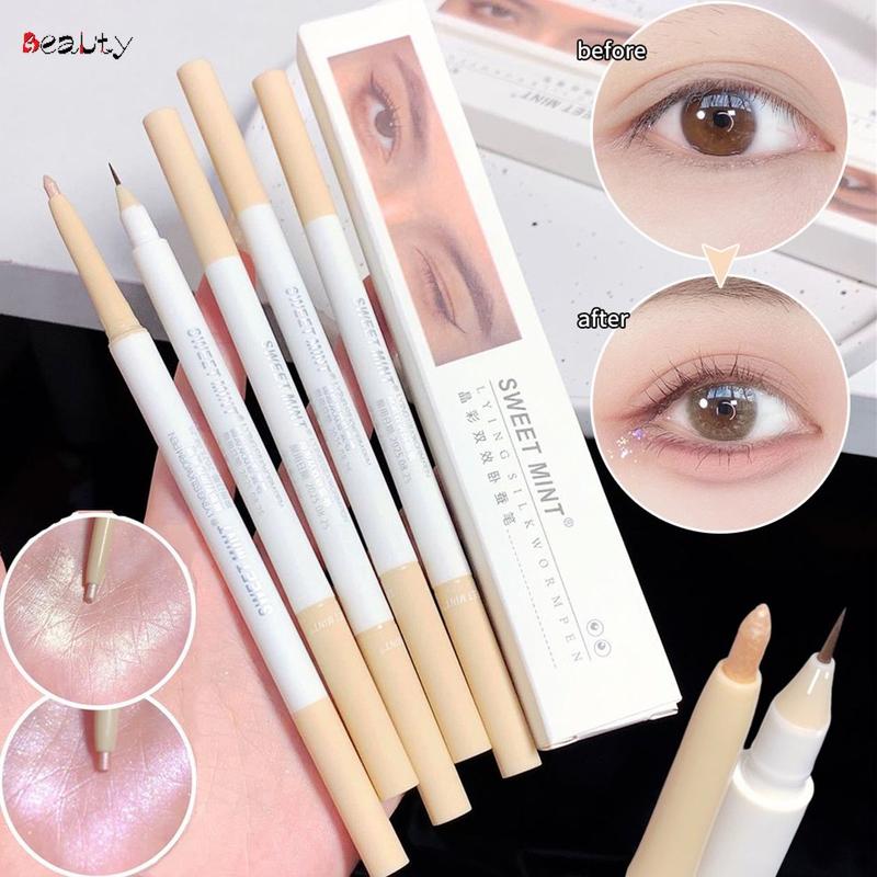 Bút Kẻ Mắt Bạc Hà Ngọt Ngào 2 Trong 1, Bút Kẻ Mắt Kim Cương Nằm Tằm, Màu Nâu Mờ, Màu Đen, Trang Điểm, Que Phấn Mắt, Bút Đánh Dấu Lâu Trôi Không Thấm Nước