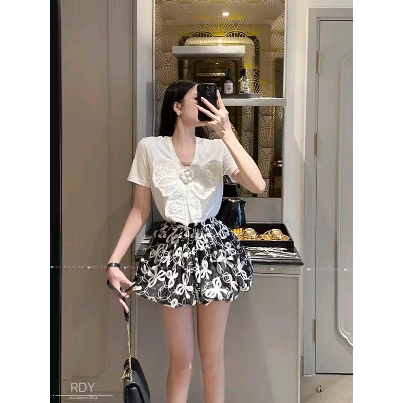 Set Bí Cổ Tim Hoa Văn Gắn Nơ 4