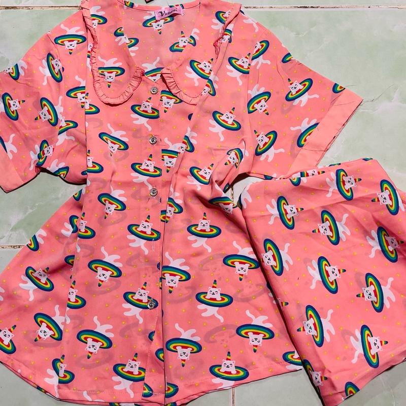 Bộ pizama lụa Mango tay ngắn, quần dài - Ben Shop - Lolita sleep home 7