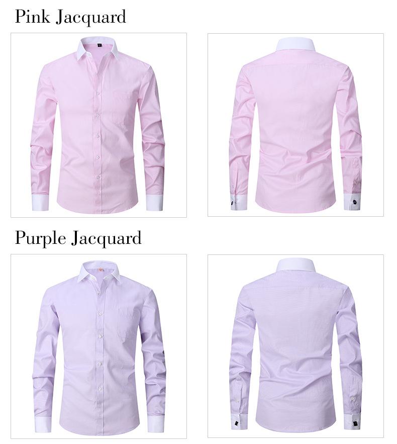 Product Introduction of Ss24 Men's French Style Shirt Business Dress Long Sleeve Shirt Solid Color Blue Striped Shirt Twill Business Style All-Match 12