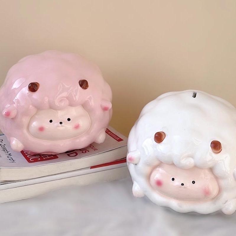 Heo Đất Tiết Kiệm Cừu Mây Bông Đáng Yêu Dễ Thương Ống Tiết Kiệm Ống Heo Đựng Tiền