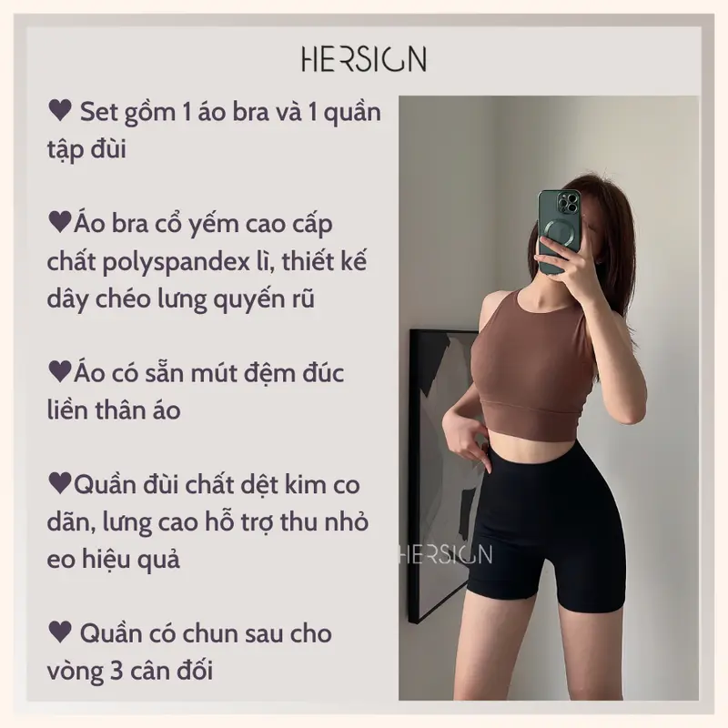 Set đồ tập gym nữ ngắn Đồ tập yoga áo bra quần short HERSIGN-SMIXB21N12 7