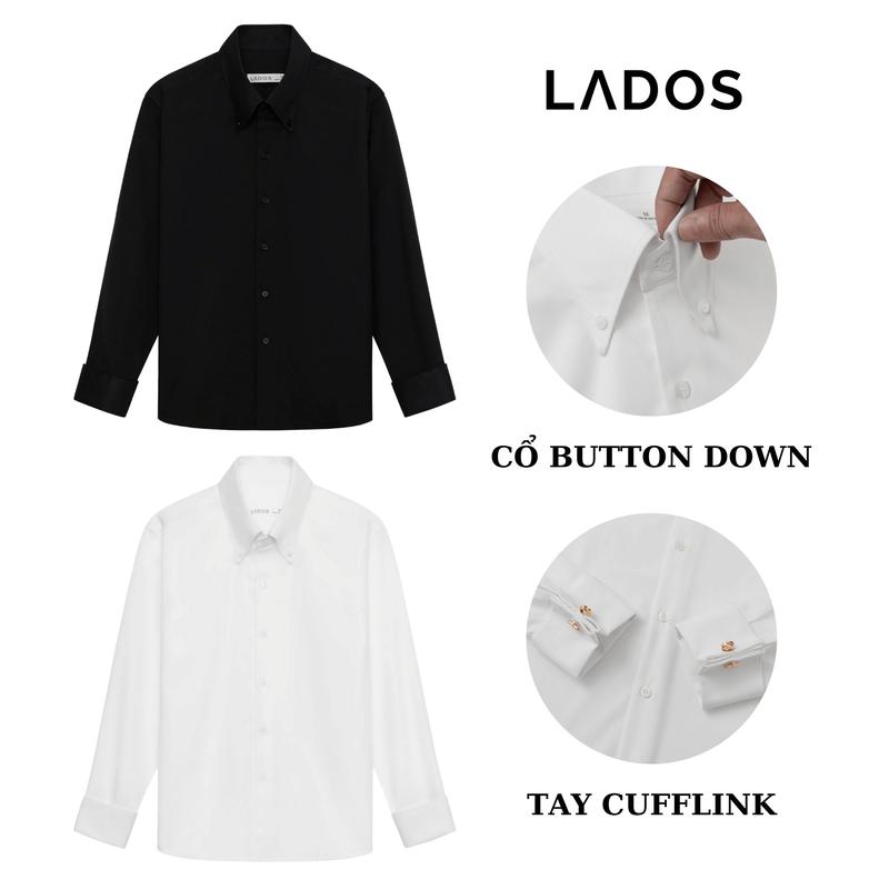 Áo Sơ Mi Nam Dài Tay Cổ Button Down chất liệu mango Cao Cấp LADOS - 8165 gắn Cufflinks đi học, đi làm, vải lụa thoáng mát, thấm hút mồ hôi tốt