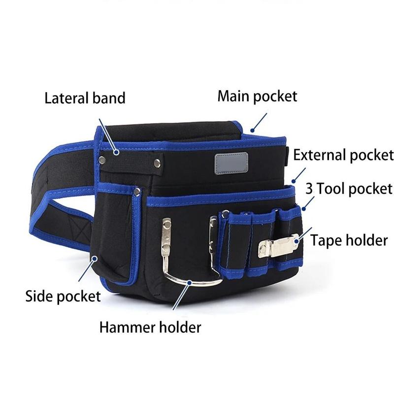 Product Introduction of Practical Oxford Cloth Electrician Waist Bag Waterproof Multi-Pocket Tool Pouch Belt Anti-Fall Tool Bag Hardware Tools 9