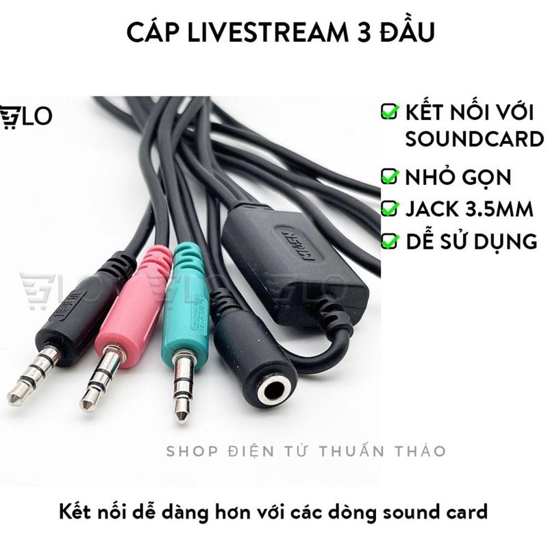 Dây Livestream 3 Màu Chuẩn Kết Nối Điện Thoại
