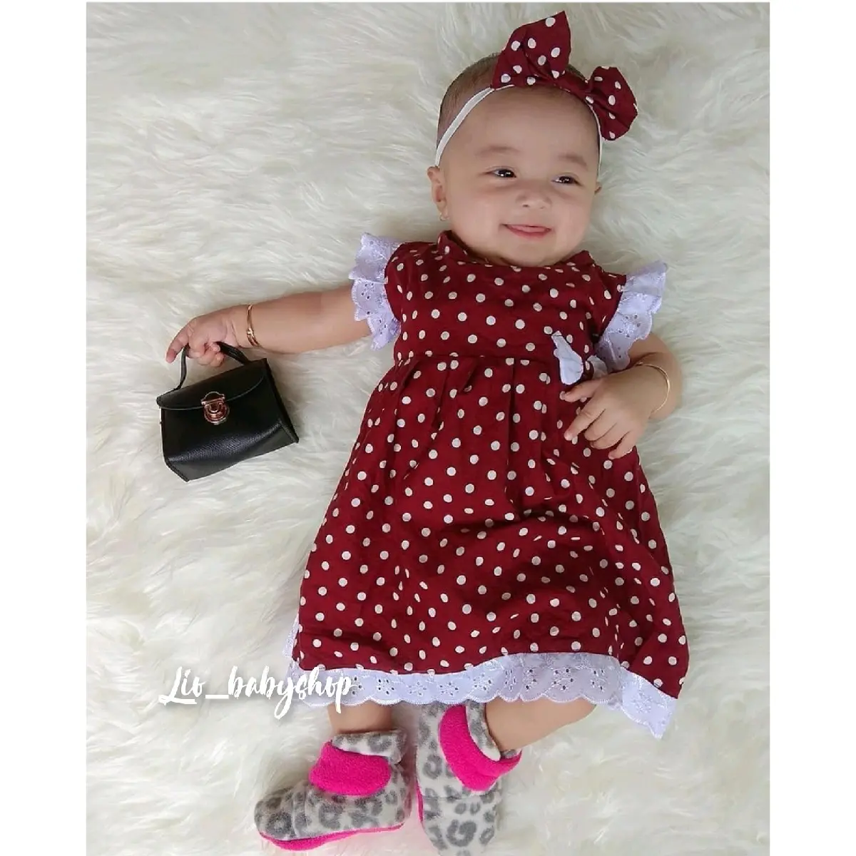 Dress Bayi Renda Size 0-12 bulan (Free bando) Bahan Katun Jepang