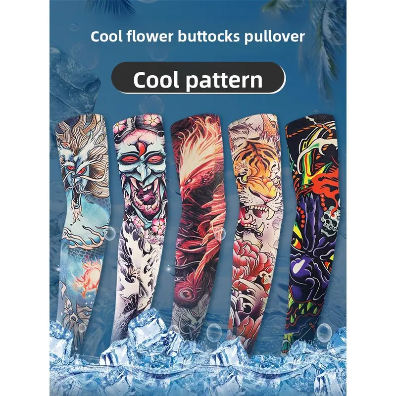 5 Pair Cooling Arm Sleeves – Tattoo Cover UV Sun Protection For Men Women – Cycling Basketball