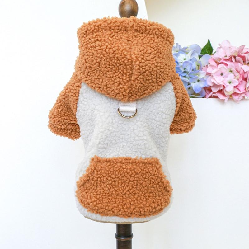 Outdoor Dog Warm Fleece Brushed Sweatshirts Vest Cold-Resistant Lamb Wools Tractions Sweater for Small Dogs Puppies 5
