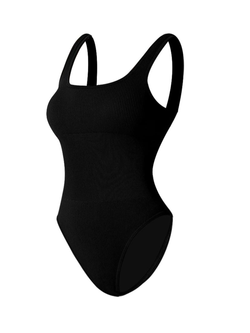 Product Introduction of YOZY Women's Solid U Neck Ribbed Seamless Bodysuit, Casual Sleeveless Bodysuit for Summer, Fashion Women's Clothing for Daily Wear 14