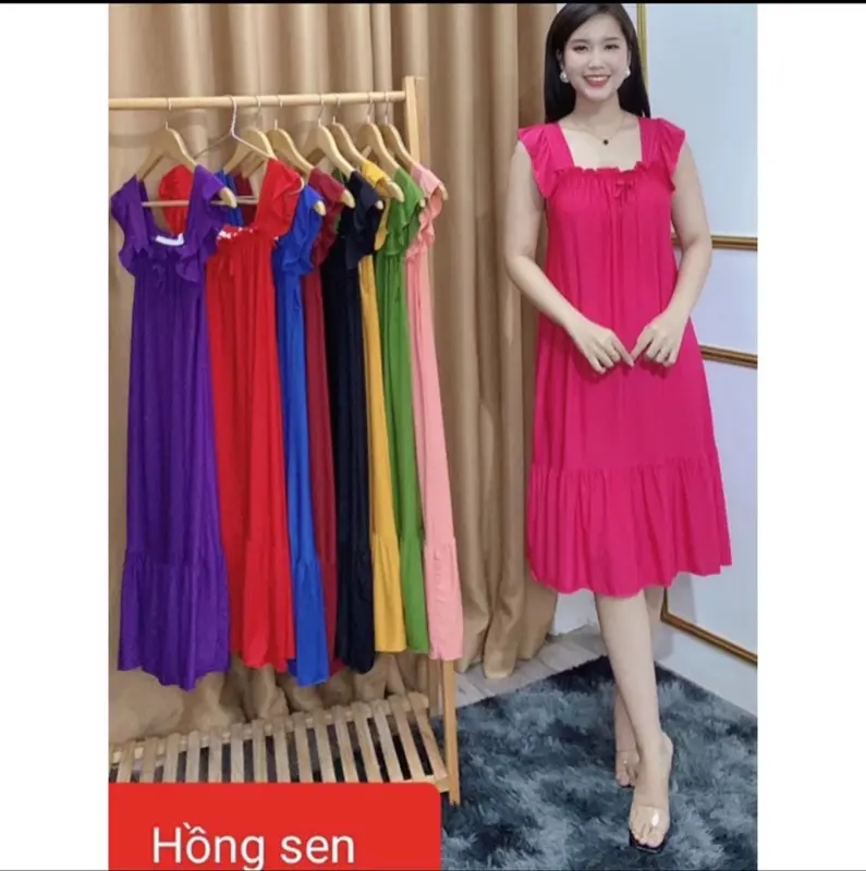 ĐẦM THUN LẠNH CÁNH TIÊN FOM SUÔNG FREESIZE DƯỚI 70KG MỀM MÁT 1