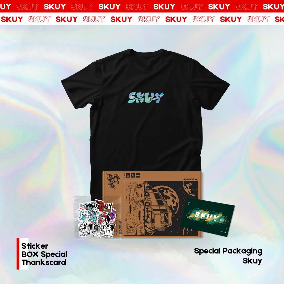 [Hologram Series] Kaos Skuy Dewasa Hitam Lengan Pendek Unisex Pria Wanita Baju Bahan Cotton Combed 24s Sablon Digital Transfer Film | Skuy SKY85