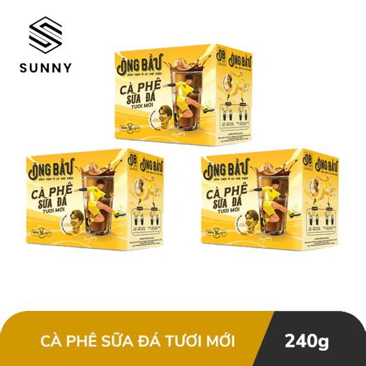 COMBO 03 Hộp Cà phê sữa đá tươi mới Ông Bầu OB Café (Hộp 240g) - SUNNY