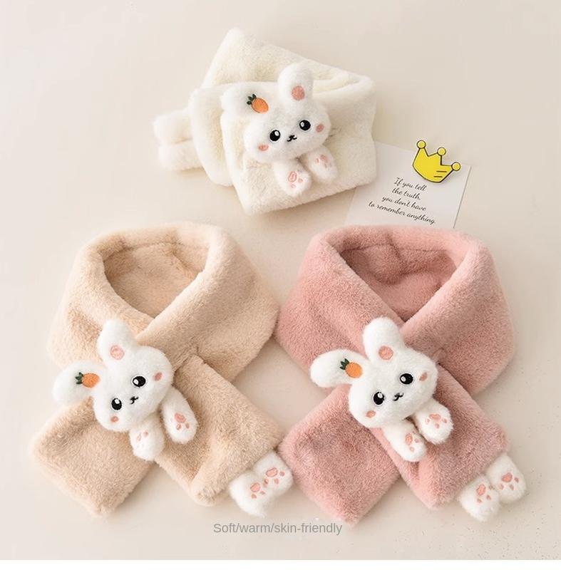 Product Introduction of Korean Women's Lovely Cartoon Rabbit Rabbit Fur Cross Plush Scarf Girl's Winter Neck Protection Thick Warm Fake Neck Bib 3