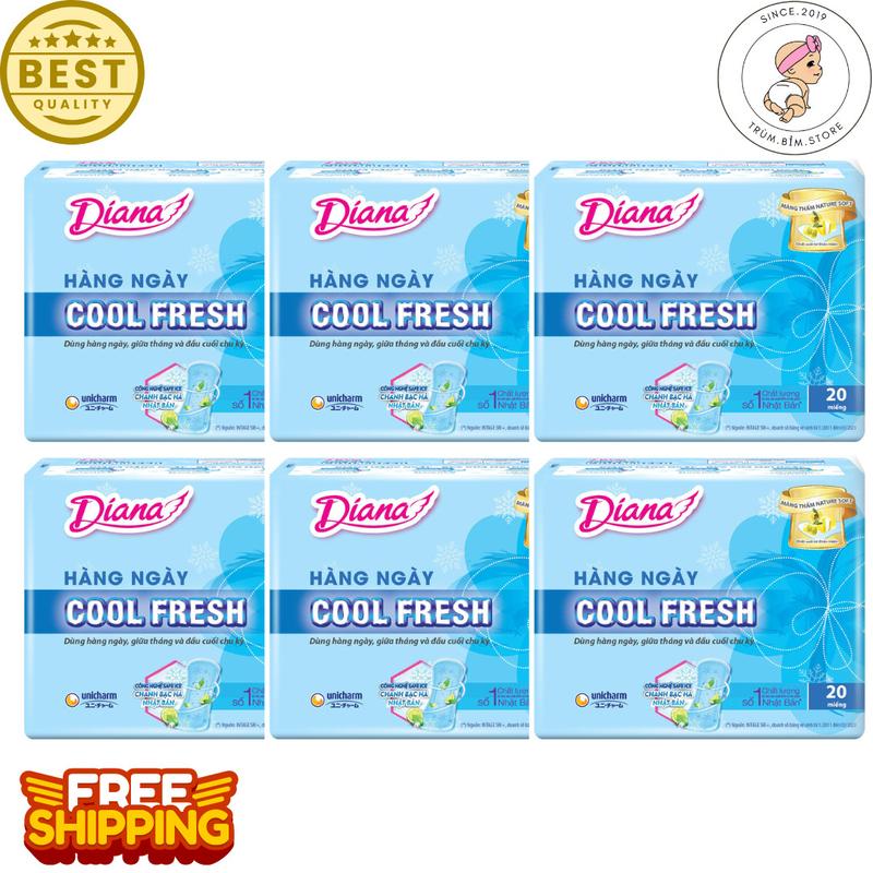  Combo 6 gói băng vệ sinh Diana hàng ngày Sensi Cool Fresh 20 miếng gói  Che tên sản phẩm khi giao hàng  Tampon Nữ 