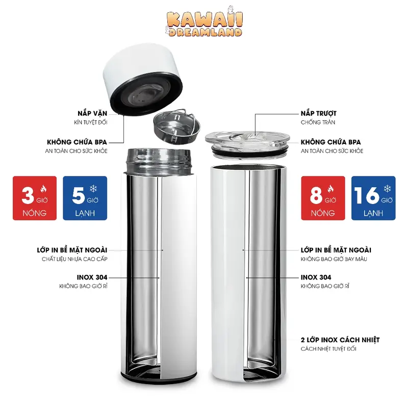 Bình giữ nhiệt cute hình Loopy - 600ml - Inox 304 - Tặng Túi Xách - Kawaii Dreamland 2
