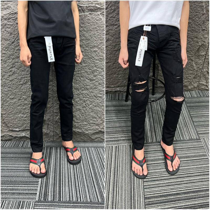 Quần jean nam purrpleee đen dập nhăn không rách Hót New Menswear Pants