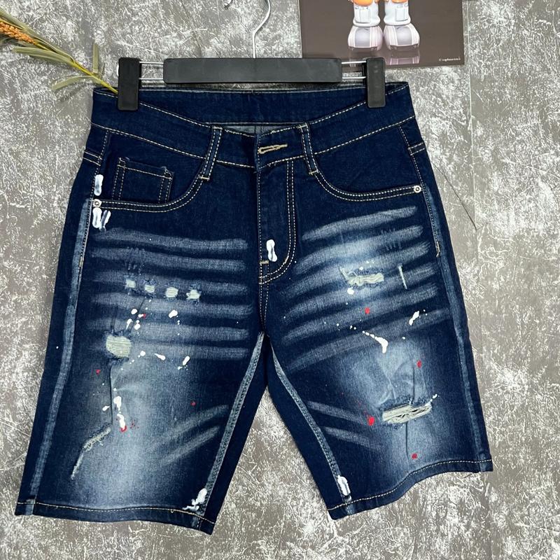 Quần short jean nam phối lốc xoáy Co dãn xước cào nhẹ phong cách thời trang năng động mẫu mới - Có Túi - Menswear 1